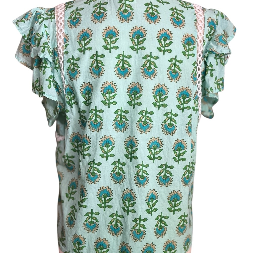 Joie casual prairie core cottage core Floral Ruffle Sleeve Top - - Picture 4 of 10